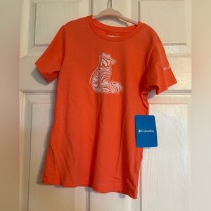 Columbia Kids Coral Pink Short-Sleeve Tee with White Graphic